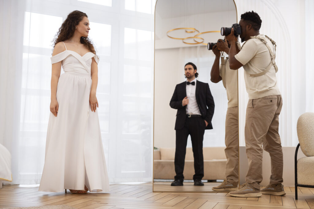 Bride posing for photos