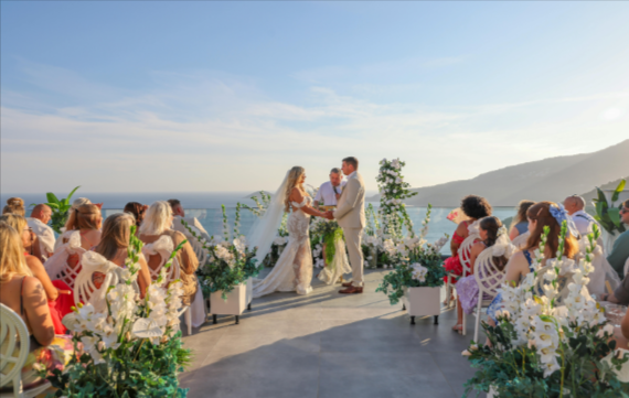 a wedding ceramony at a beach 